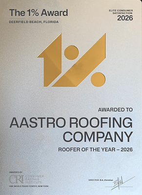 Aastro Roofing Company Named Deerfield Beach’s Roofer of the Year